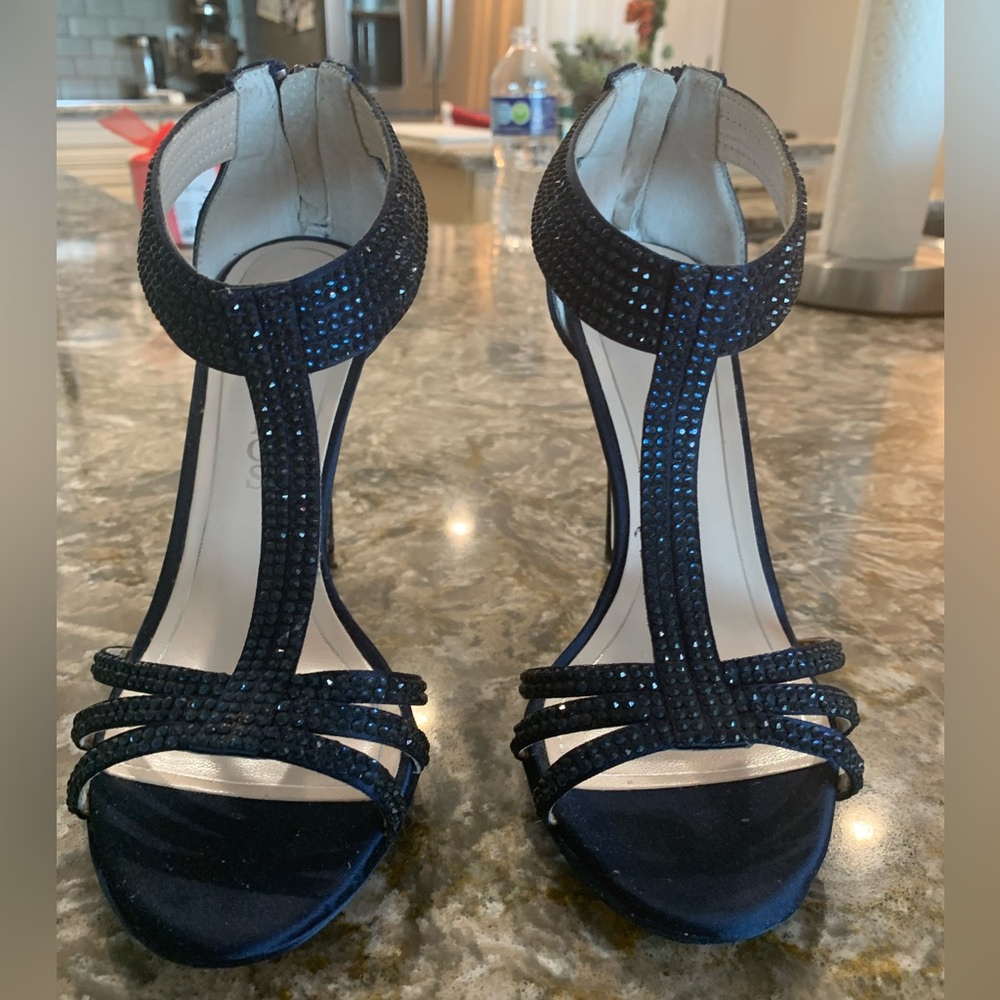 Caparros Womens Maddy Open Toe Special Occasion Ankle Strap, Navy